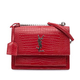 Medium Croc Embossed Leather Sunset Crossbody